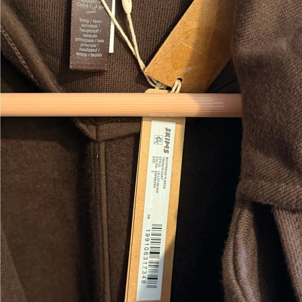 Skims Fleece Trench Coat Espresso Brown - Picture 8 of 8